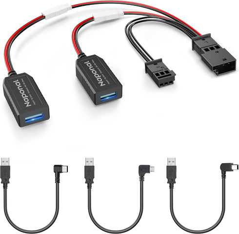 GPS Dash Cam Power Adapter, 3Pin Type C Connector Charger Cable for Select Chrysler Pacifica, Dodge Challenger