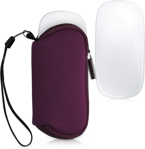 kwmobile Neoprene Case for Apple Magic Mouse 1/2, Soft Pouch Carry Bag, Berry