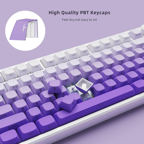 Side Printed Keycap Set, Gradient 136 Key Double Shot Shine Through Custom Keycaps for OEM Cherry MX Mechanical