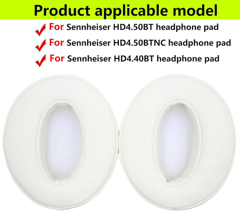 HD4.50BT Ear Pads Replacement Type Memory Foam Leather Ear Pads Suitable for Sennheiser HD4.50BT HD4.50BTNC HD4.40BT Headset Use (White)