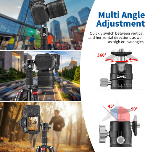 CAVIX 25mm 360 1/4" 11lb/5kg Mini Ball Head Panoramic Tripod Head Small Ball Head with Quick Release Plate