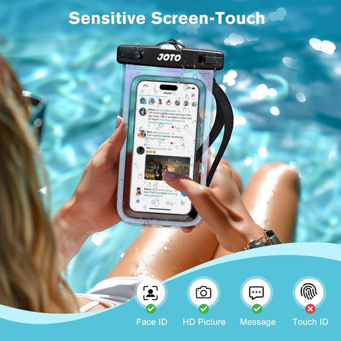 JOTO Universal Waterproof Phone Pouch, Cellphone Dry Bag Case for iPhone 15, Galaxy S23, Pixel up to 7" - Sparkle
