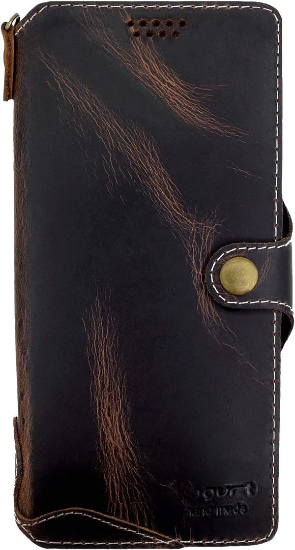 Yogurt Case Compatible for iPhone 15 Pro Max, Genuine Leather Wallet Cover Compatible