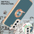 Samsung Galaxy S21 Case Compatible, Grey Finger Ring Holder with Rose Gold Plating Design, Rotating Kickstand