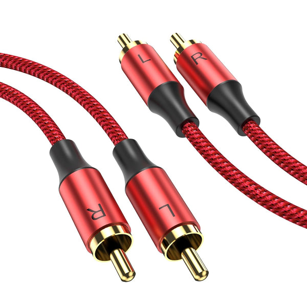 MOSWAG RCA Stereo Cable, 2RCA Male to 2RCA Male, 3.28ft/1M, 24K Gold Plated for Home Theater, Car Stereo