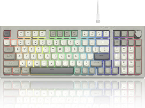 dagaladoo DK98 97 10/8.1/8/7 womier Retro Wired Gaming Keyboard Creamy Membrane with Rainbow RGB Backlight