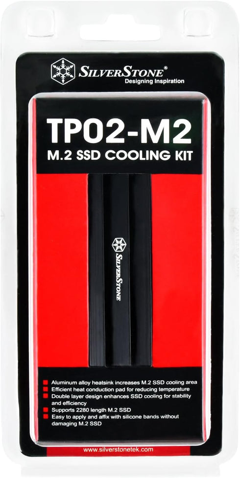SilverStone Technology Aluminum Alloy Heatsink for PCIE NVME M.2 or SATA M.2 with Multiple Thermal Pads TP02-M2