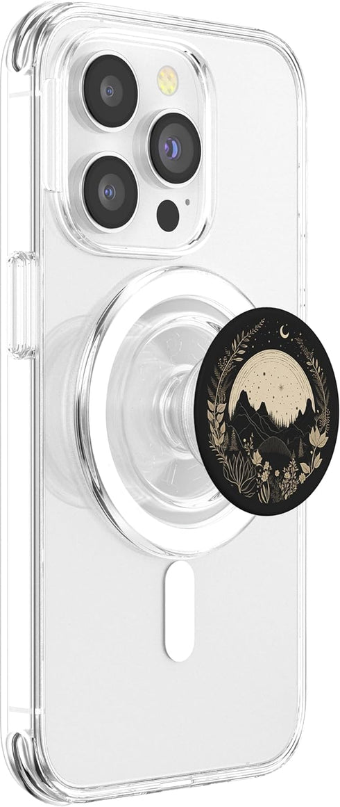 PopSockets PopGrip for MagSafe, Boho Chic Floral Forest Nature Mountain Moon Hiking Camping
