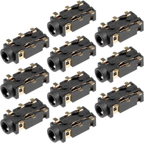 uxcell PJ-242B 2.5mm 6 Pin Stereo Jack Audio Video Connector - 10Pcs Black PCB Mount Headphone Socket