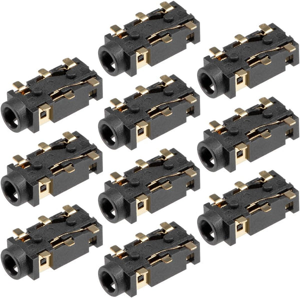 uxcell PJ-242B 2.5mm 6 Pin Stereo Jack Audio Video Connector - 10Pcs Black PCB Mount Headphone Socket
