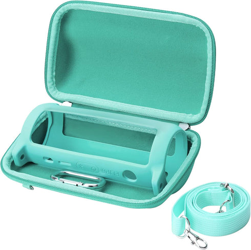 Khanka Hard Travel Case + Silicone Case Replacement for JBL Flip 6 Waterproof Portable Bluetooth Speaker (Teal)