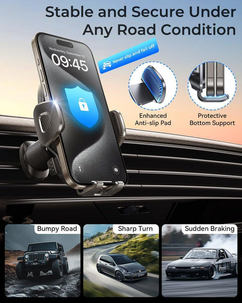 MRGLAS 2026 Upgraded Phone Holders for Your Car with New Metal Hook Clip, Handy Air Vent Cell Phone Car Mount [One Hand