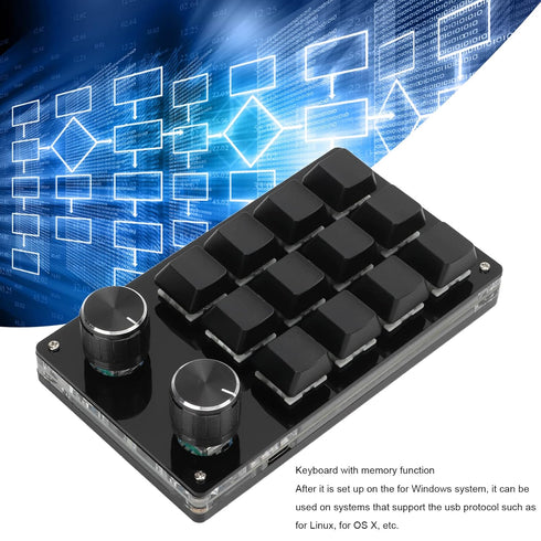 Zerodis Macro Mechanical Keyboard, One Handed 12 Key Multifunction DIY Programmable Keypad for Office Gaming