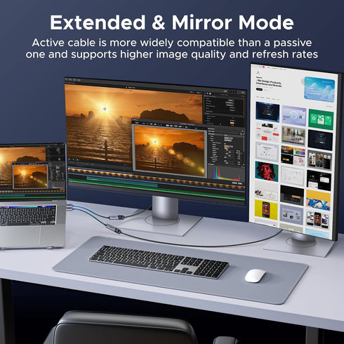UGREEN 8K@60Hz 1.4 2.1 4K@240Hz/2K@240Hz 0.66FT Active Display Port to HDMI Adapter, Unidirectional DP PC to HDMI