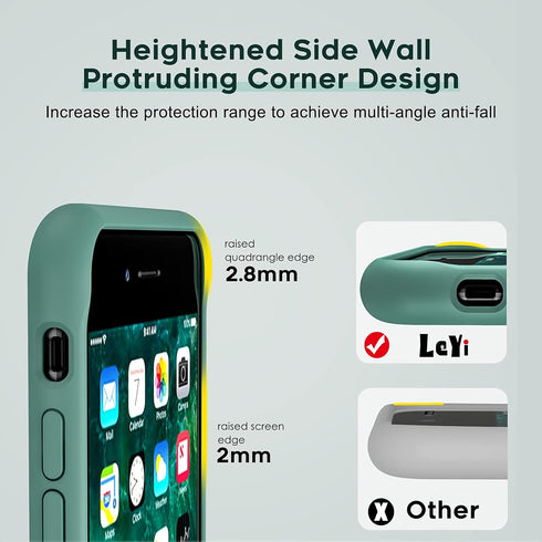 LeYi Green Liquid Silicone Case for iPhone 8/7/6s/6 with Stand & 2 Glass Screen Protectors - Shockproof Cover for All