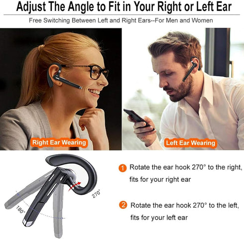 Headset 5.3 Wireless Business Earpiece Built-in Mic Noise Cancelling Headphone Handsfree Sports Earphone for Android