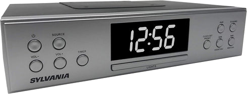 PROSCAN Under Cabinet Clock Radio, Music System with Bluetooth Streaming and FM Radio, Silver