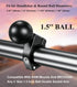 BRCOVAN Aluminum Alloy Handlebar Clamp Mount Base with 1.5'' TPU Ball, Fits 0.875''-1.26'' Round Rails