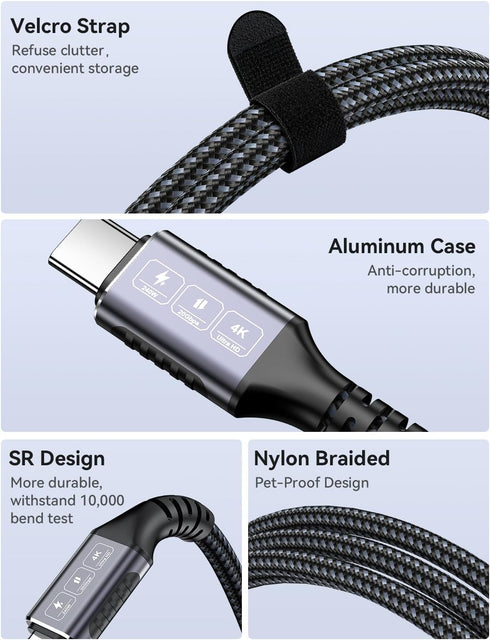 Bawanfa 20Ft, 20Gbps 240W 4K@60Hz 17, USB C to USB C Cable Data Transfer, PD Fast Charging, Video Support, Durable