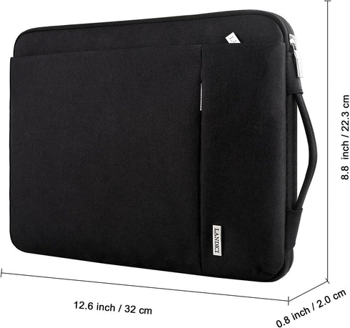 LANDICI 360° Protective Laptop Sleeve 11.6 Inch for Surface Pro 7 8 9, MacBook Air 11, Slim Shockproof Waterproof Black