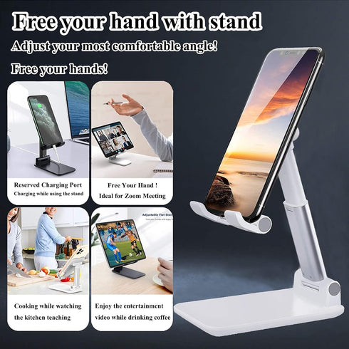 Meetuo 2 16/15/14/13/12/Smartphones Pcs Cell Phone Stand, Adjustable Angle Height Phone Stand for Desk, Fully