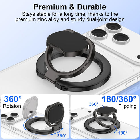 REPIND 360 17 Max/17 Pro/17/16/15/14/13/12,Samsung,Android,iPad Magnetic Phone Ring Holder for MagSafe Dual-Side