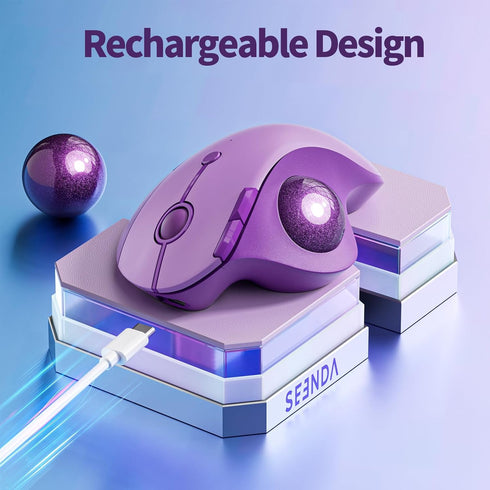 seenda Wireless Trackball Mouse, Ergonomic Bluetooth Mouse, Rechargeable Multi Devices Connection for