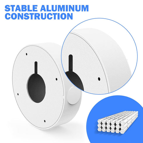 ENS Custom Drilling Junction Box for Security Cameras - Aluminum Enclosure for Dome/Turret/Bullet/Fisheye Cameras, White