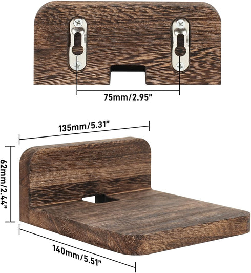 Wall Mounted Speaker Stand Holder, Floating Shelf for Bluetooth Speaker, Webcam, Cell Phones, by Wood (2 Pack)