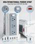 Power Strip Surge Protector, 10 Ft Extension Cord with 12 AC Outlets, 4 USB (1 USB C), White Desktop Charging Station