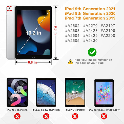 Hi Space Case for iPad 9th 8th 7th Generation, Shockproof Smart Cover with Pencil Holder, Auto Sleep Wake