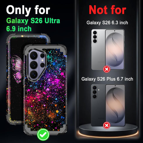 Miqala S26 S26 5G,Colorful for Galaxy Ultra Case,Glow in The Dark Three Layer Heavy Duty Shockproof Protection Hard