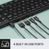 Perixx PERIBOARD-215B US Wired Keyboard, Ultra Slim Scissor Keys, 2 USB-A & USB-C Ports, Detachable Cable, Black