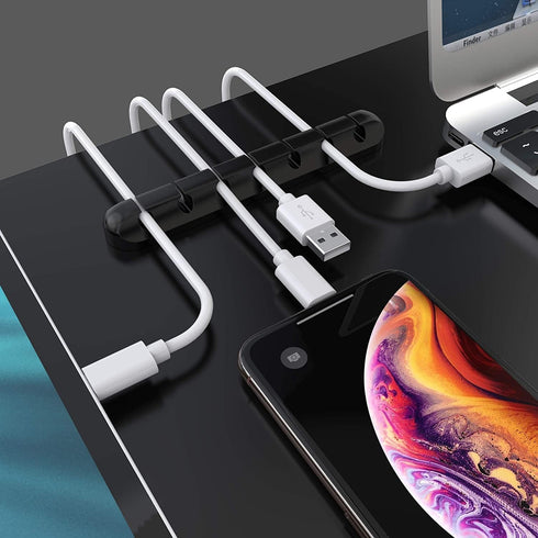 SOULWIT 3-Pack Cable Holder Clips, Silicone Self Adhesive Cord Organizer for Desktop, Nightstand, Home, Office