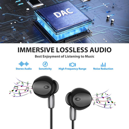 Wired Earbuds for iPhone 15 Pro Max Plus iPad, USB C Headphones Noise Isolating with Mic, Stereo Magnetic Android