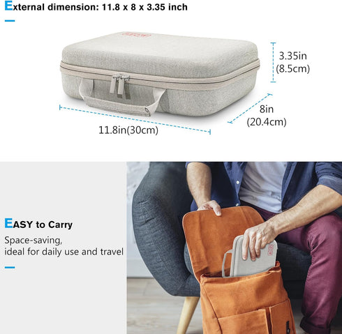 ProCase Hard Travel Electronic Organizer Case for MacBook, Chargers, Cables, Power Bank, Accessories Bag - XL, Grey