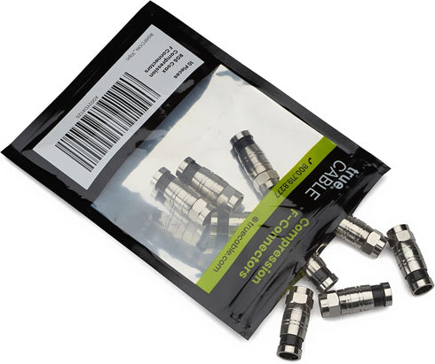 trueCABLE Universal Easy Fit RG6 & RG6Q Compression F-Connector for Dual Shield Coaxial Cable, 10 Pieces