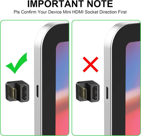 AGVEE 2 Pack Mini HDMI Male to HDMI Female Adapter, 180 Degree Angled U-Shaped 4K@60HZ Converter, Black