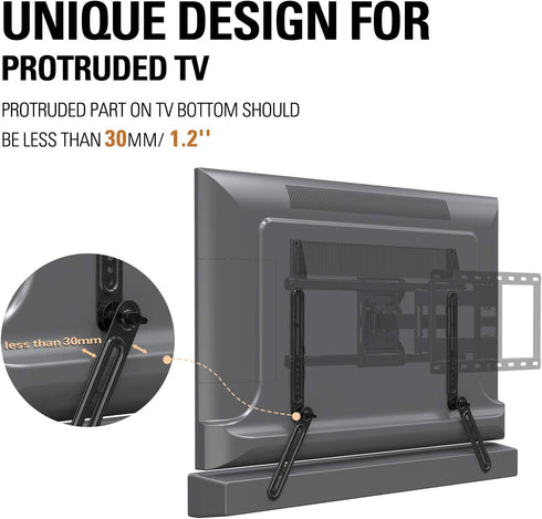 Mounting Dream Soundbar Bracket for TVs with Protruded Bottom, Holds Up to 15 lbs