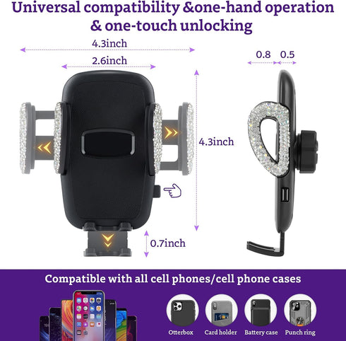 eing Car Phone Mount Holder for Dashboard Air Vent Windshield, Compatible with iPhone 12/11/11 Pro/8 Plus and Samsung