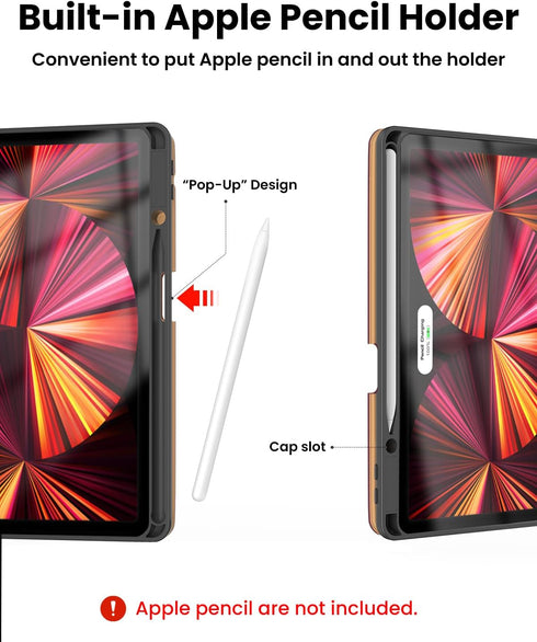 Leather Keyboard Case for iPad Air 5th 4th Generation, 7 Color Backlight BT Keyboard Folio, Wine