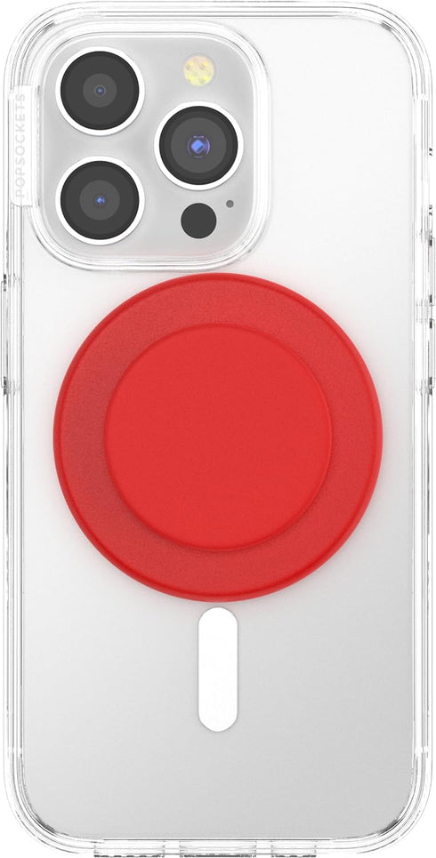PopSockets Round Phone Grip Compatible with MagSafe, Adapter Ring Included, Wireless Charging Compatible - Basic Rosso