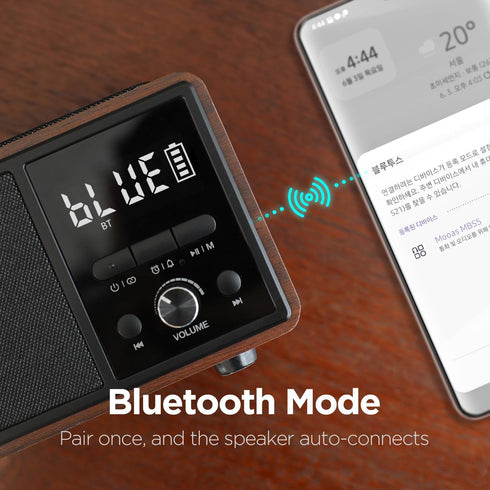 mooas Retro Bluetooth Radio Speaker - Vintage Charging Desk Clock, Portable FM Radio with Hands-Free Calling