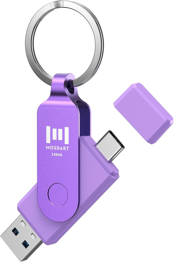 MOSDART 128GB USB C Dual Flash Drive - 2 in 1 OTG USB 3.1 Type-C Thumb Drive for Android Phones, iPhone 15, etc.