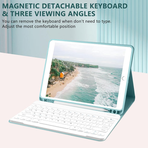 iPad 9th Gen 2021 Case with Keyboard 10.2 inch, for iPad 8th Gen 2020/7th Gen 2019/Air 3/Pro 10.5, Detachable Wireless