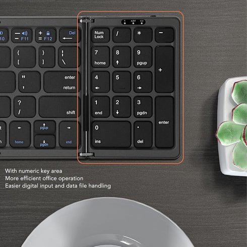 Luqeeg Foldable Bluetooth Keyboard, 81 Keys Pocket Keyboard, Rechargeable Full Size Slim Keyboard for Windows Tablet PC