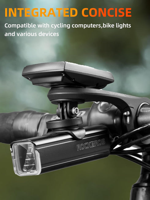 ROCKBROS Out Front Mount, Compatible with Garmin, iGPSPORT - Bike Handlebar 1.26’’-1.38’’/ 32-35mm