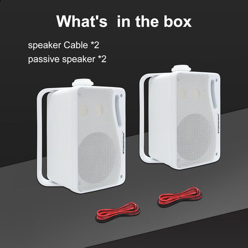 Passive Outdoor Speakers Wired Waterproof - 3.5 Inch 3 Way 200W Surface Marine & Wall Mount Speakers (White)