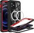 BEASTEK Waterproof Case for iPhone 12, FSN Series IP68 Magnetic Shockproof with Built-in Screen Protector, Red
