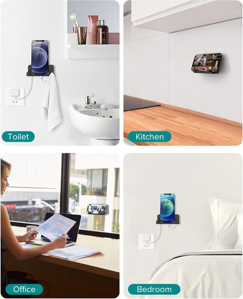 HomeMount Wall Mount Phone Holder, Hands Free Adhesive Strip Phone Holder for Bedroom, Living Room, Kitchen, Compatible